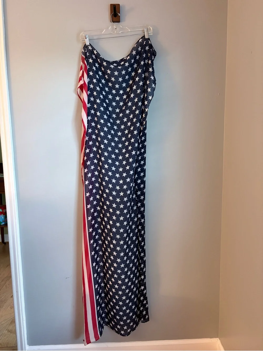 American Flag Sheer Lightweight Scarf Stars and Stripes Patriotic Wrap One Size